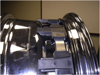 SecureBand on tire rim preventing tire bead from moving